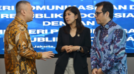 Audiensi yang dilakukan Menhub Dudy Purwagandhi kepada Menkomdigi Meutya Hafid untuk membahas kolaborasi terkait penyebaran informasi seputar angkutan Lebaran 2025. (Foto: Kemenhub)