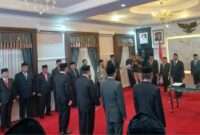 Prosesi pelantikan dan pengambilan sumpah jabatan empat pejabat Pimpinan Tinggi Pratama di lingkungan Pemkab Sumenep.