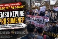 Aliansi Badan Eksekutif Mahasiswa Sumenep (BEMSU) menggelar aksi unjuk rasa di depan Kantor DPRD Sumenep menuntut penyelesaian kelangkaan BBM bersubsidi, pengawasan distribusi, serta penindakan terhadap dugaan penyalahgunaan BBM.