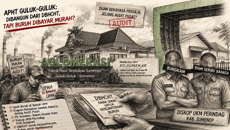 Ilustrasi Kawasan APHT Guluk-Guluk menjadi sorotan publik terkait dugaan pelanggaran hak buruh dan minimnya klarifikasi dari pihak pengelola maupun instansi pengawas.
