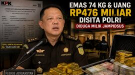 Kolase dokumen LHKPN Febrie Adriansyah dan potret Jampidsus Kejaksaan Agung RI. Penggeledahan yang dilakukan Kortastipidkor Polri di sebuah rumah yang diduga berkaitan dengannya menjadi sorotan publik setelah penyidik mengumumkan penyitaan emas batangan dan uang tunai dengan nilai sekitar Rp476 miliar.